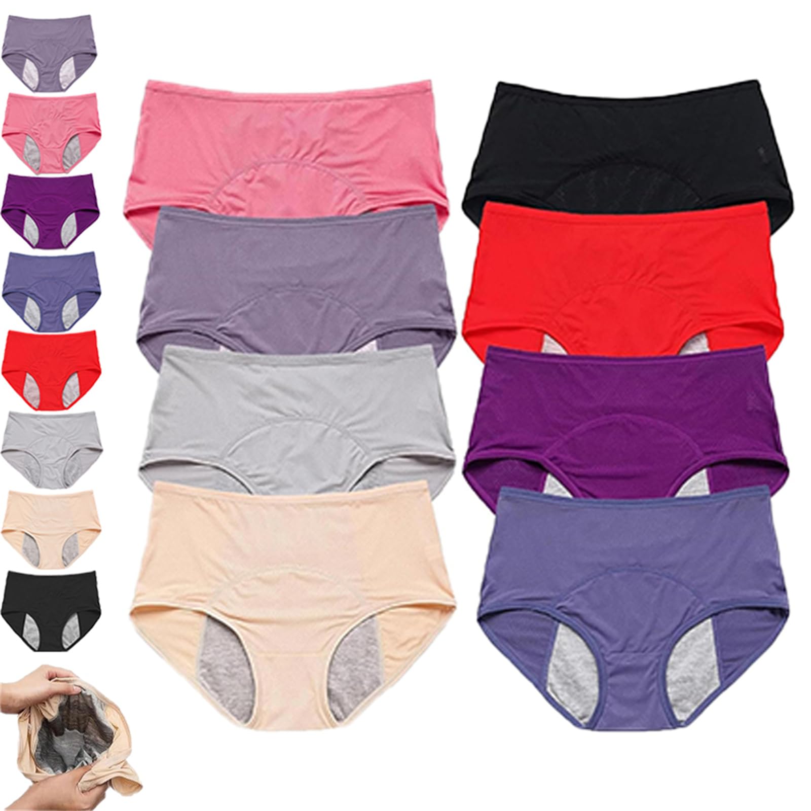 VZXATYOP Ropa Interior con Soporte para Suelo pélvico a Prueba Fugas para Mujeres Mayores 60 años Braguitas absorbentes para Control vejiga Ropa Interior Femenina de Cintura Alta
