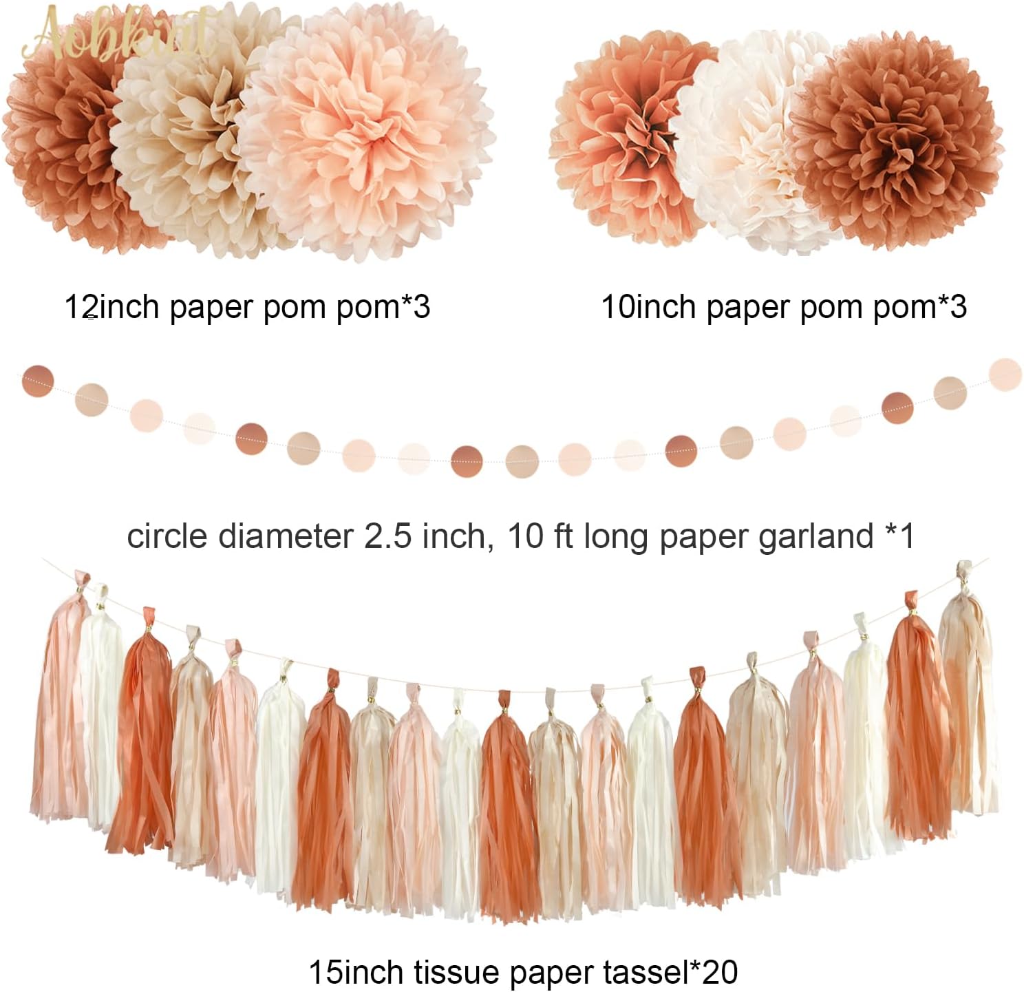 AOBKIAT 28PCS Fall Bridal Shower Decorations,Baby Shower Hanging Backdrop