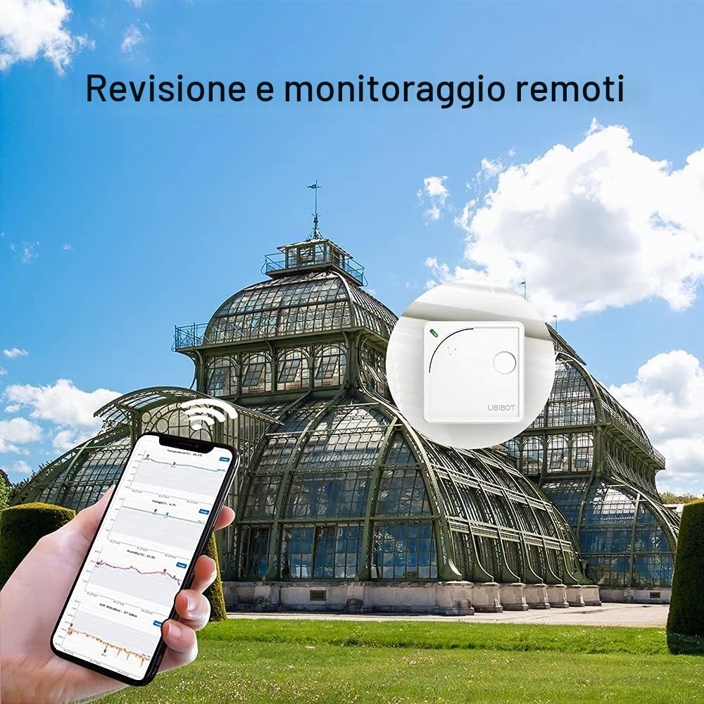UbiBot WS1 - Misuratore di temperatura e umidità WiFi, igrometro termometro wireless, data logger WiFi con allarme App gratuito, temperatura frigorifero, App Android/iOS (solo WiFi 2.4GHz, IFTTT)