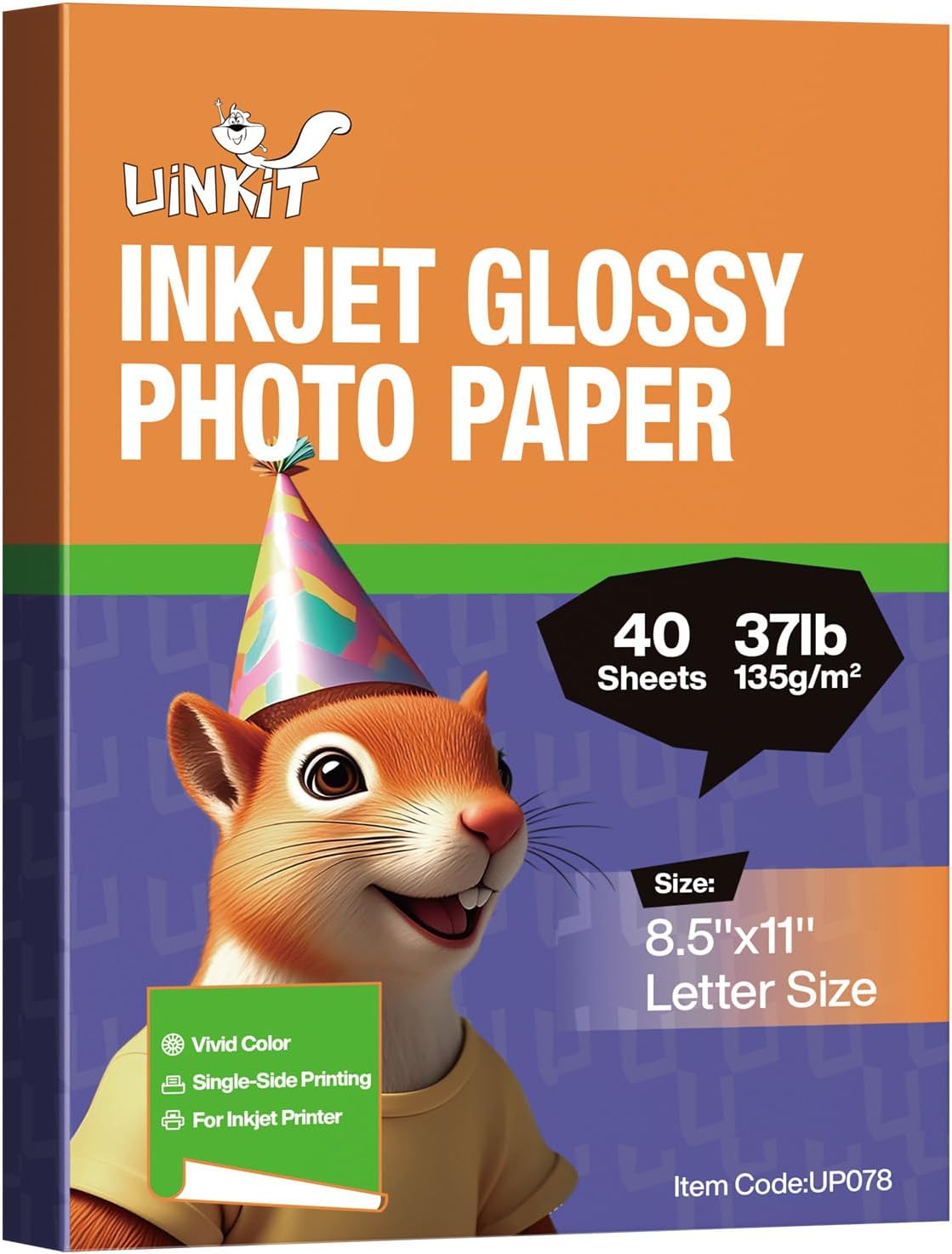 Uinkit 37lb Thin Flyer Paper Glossy 8.5x11 Inkjet 100 Sheets and 240 sheets Single Side DIY Chip Bag 135gsm Photos Picture for Inkjet Printer with Dye Ink Printer Letter size A4 Brochure (240)
