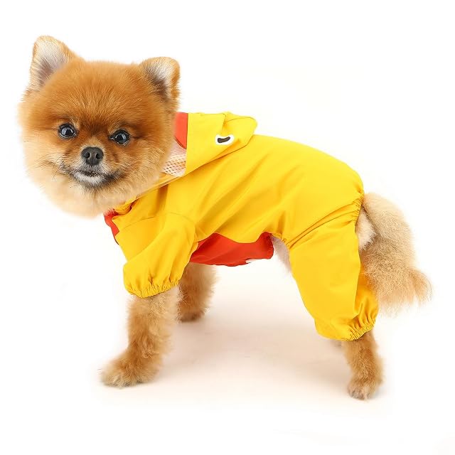 Foto 2 de 8 de SMALLLEE_Lucky_Store Lindo Impermeable de Pato para Perros pequeños con Correa de Hoood con Anillo en D…