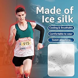 YESLIFE 1 Pair Black UPF 50+ Cooling Sports Sleeve for Basketball Golf Hiking, UV Sun Protection Arm Sleeves for Men & Women - Tattoo Cover Up