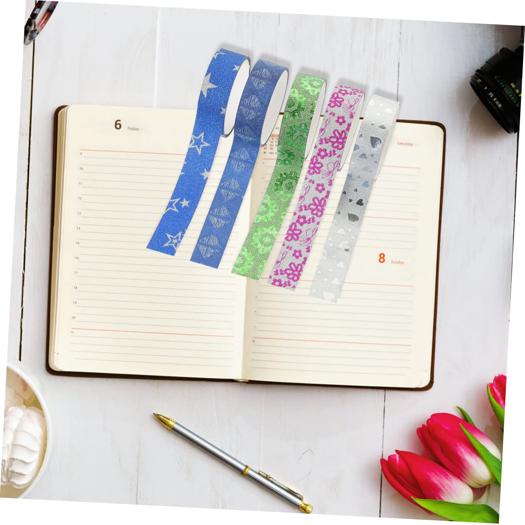 Nastro Decorativo Glitter in Carta per Planner e Scrapbook 100 Pezzi