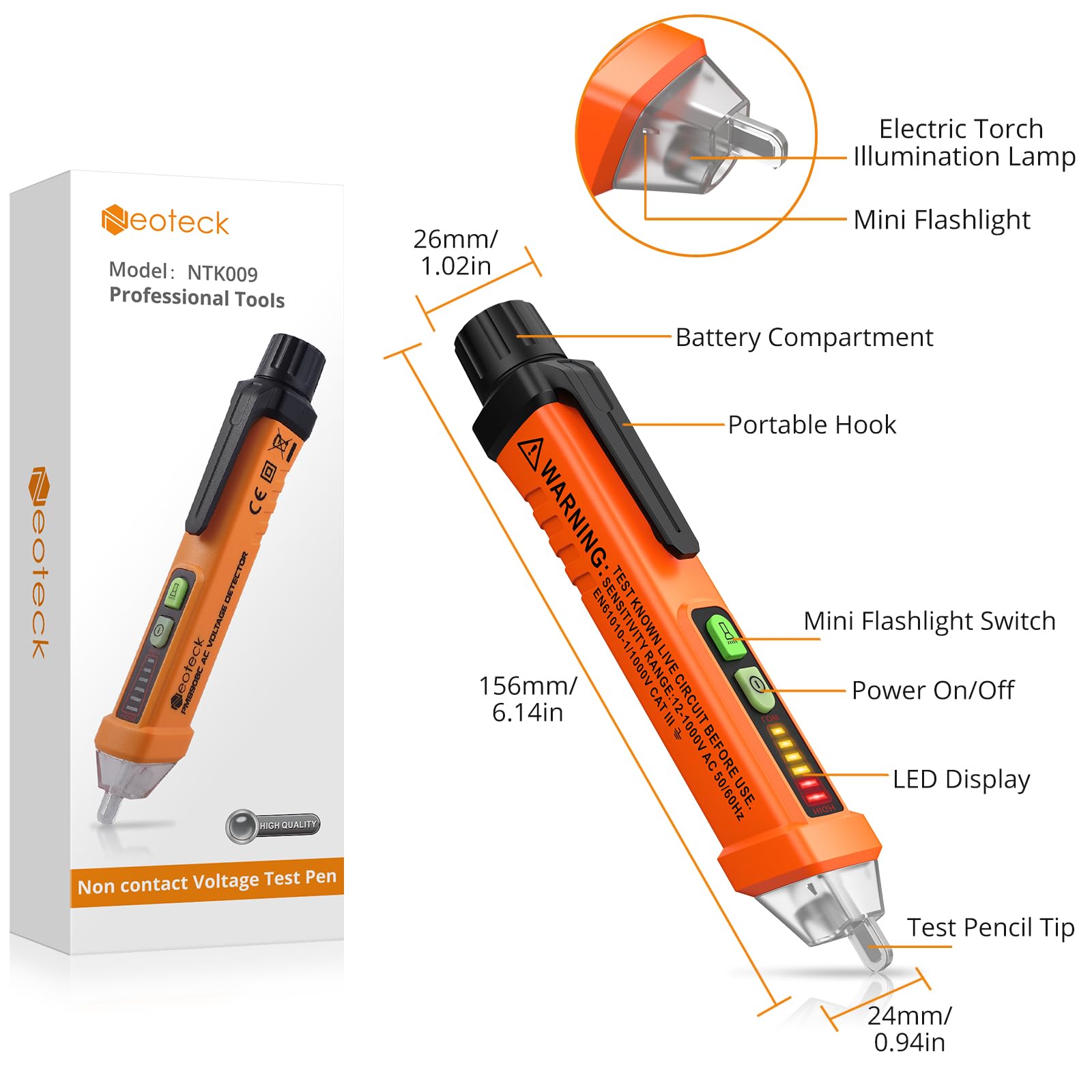 Neoteck Non Contact Voltage Detector 12-1000V AC Voltage Tester — Amazon image 8
