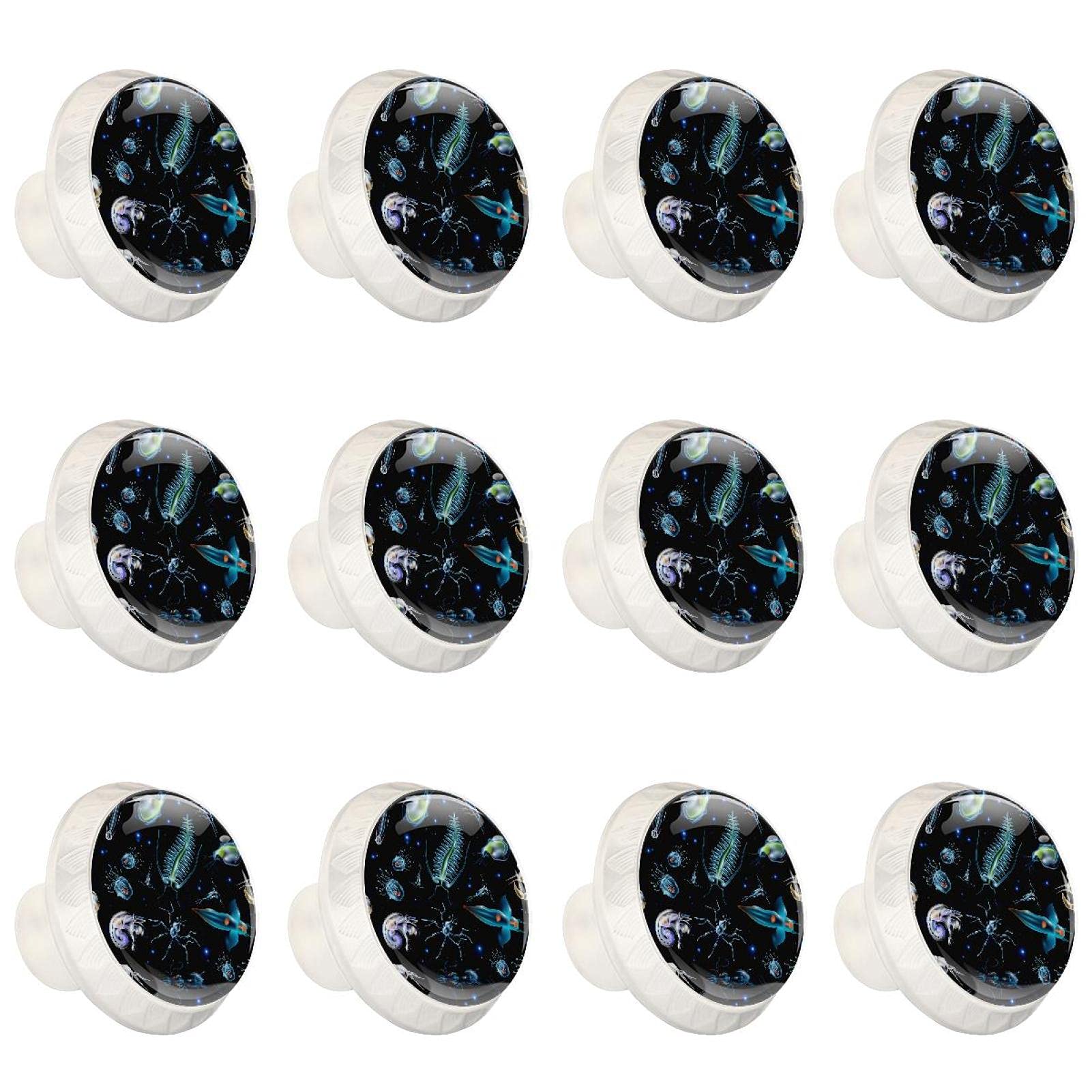 Boutons décoratifs ronds plancton marin luminescent poignée commode cuisine x12