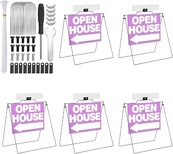 5 Pack 32 x 28 Open House Sign A Frame Stand, Large Open House Signs Open House Signs for Real Estate Open House Frames for Home Garden Yard Purple