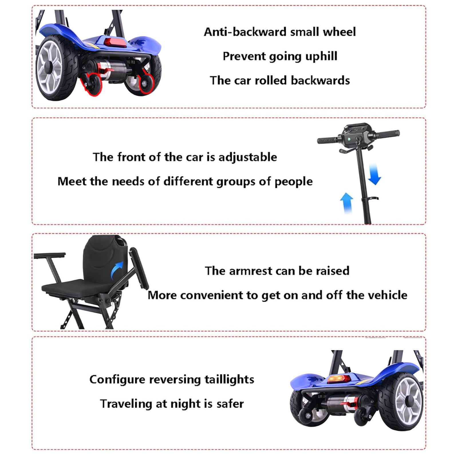 Scooter De Movilidad,Scooter De Movilidad Plegable De 4 Ruedas,Dispositivo De Silla De Ruedas Eléctrico,Scooter De 4 Ruedas,Scooter De Movilidad Para Adultos red