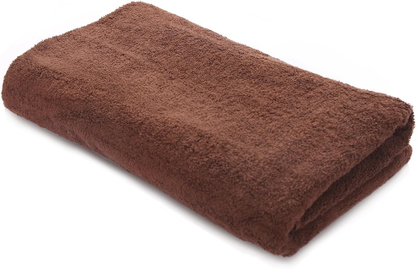 Cotton Over-Sized Luxury Terry Bath Towel Lint-free Easy Care Super Soft Towels, 70x31 inch, 1020g, Brown