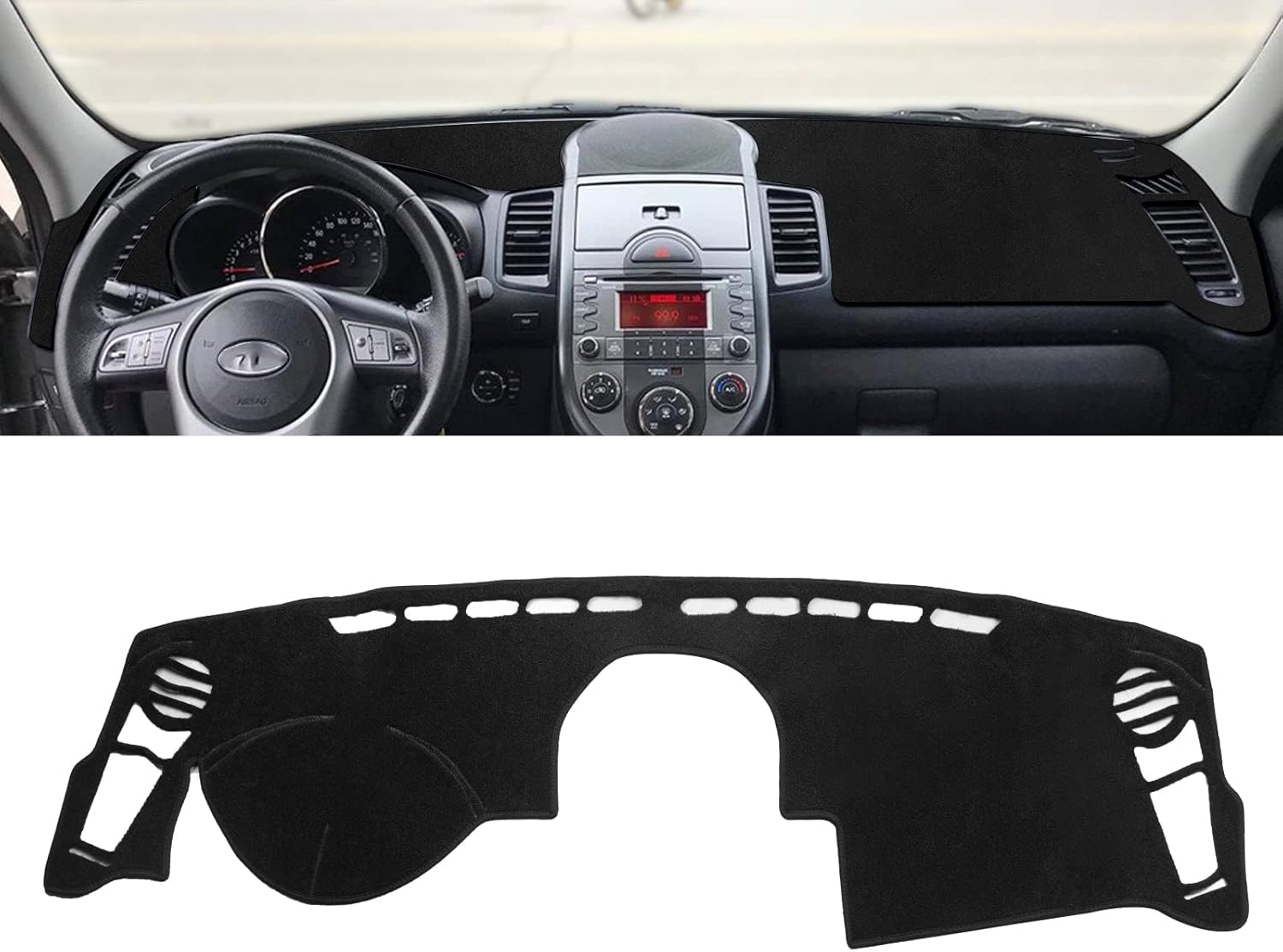 x xotic tech Dashboard Cover Mat Pre-Cut Non-Slip Pad Carpet Sunshield Protector Sun Glare Dash Mat Cover Custom Fit Compatible with Kia Soul 2010 2011 2012 2013