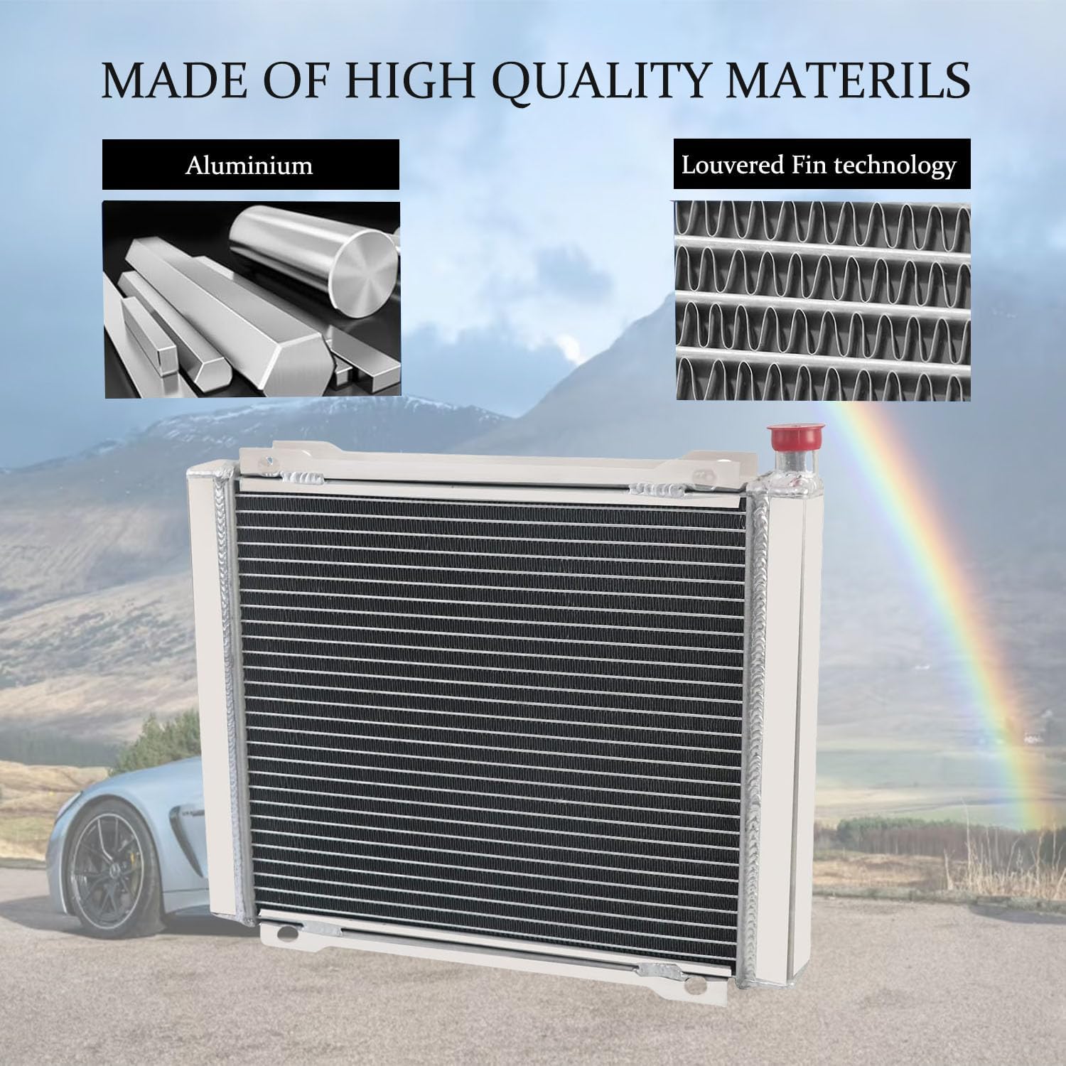 2 Row Aluminum Radiator Compatible with 2012-2020 Can-Am Outlander Renegade 450 500 570 650 800R 850 1000