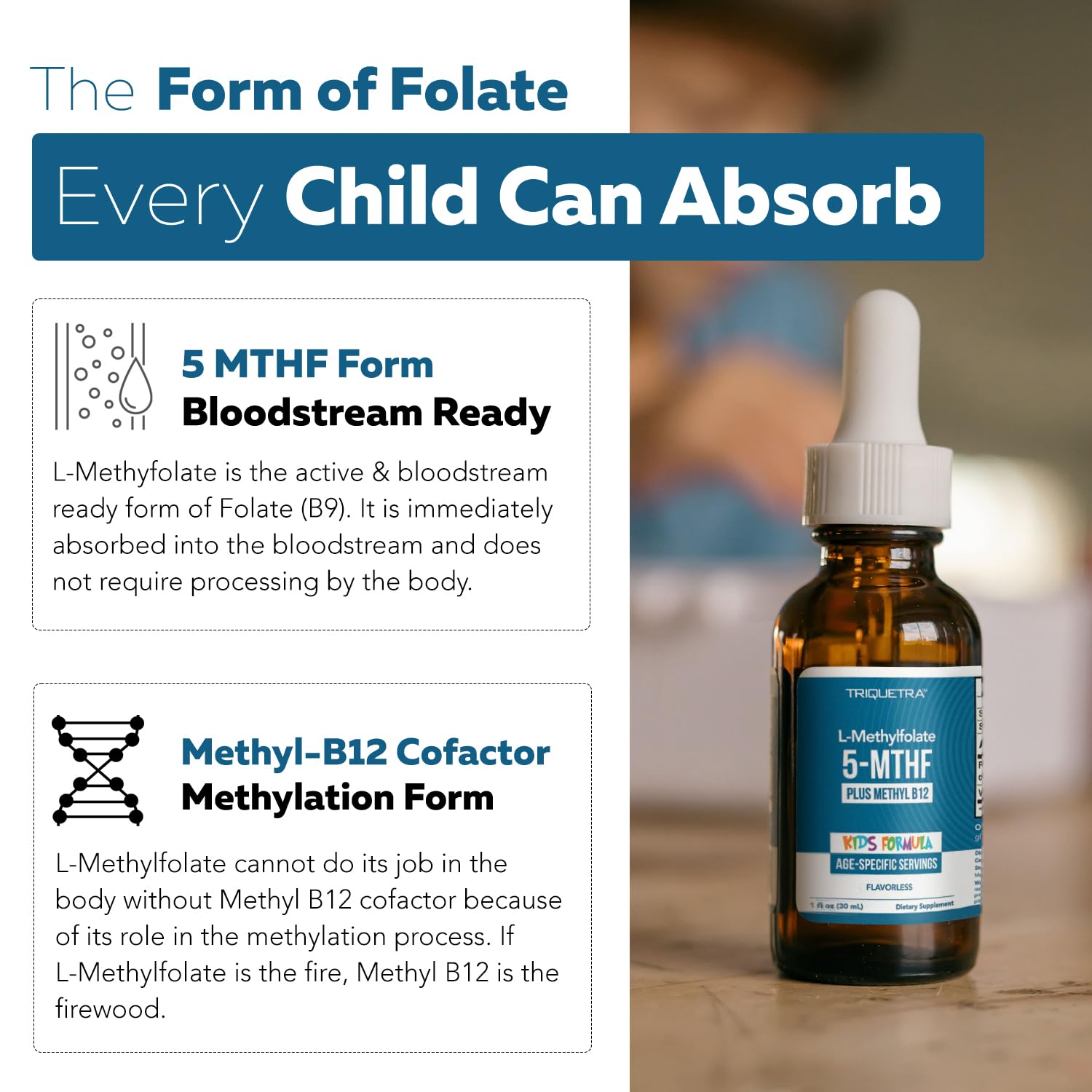 Organic Kids Methylfolate Liquid + Methyl B12 Cofactor, Flavorless, — Amazon image 5