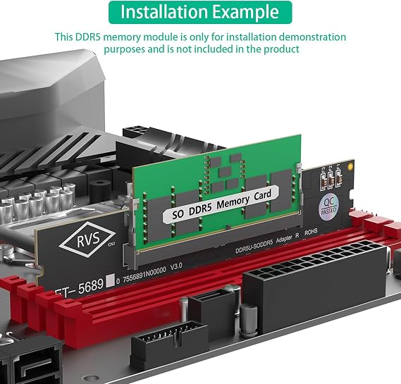 DDR5 Laptop to Desktop Memory Adapter Card U-DIMM Converter for Memory Testing Tool