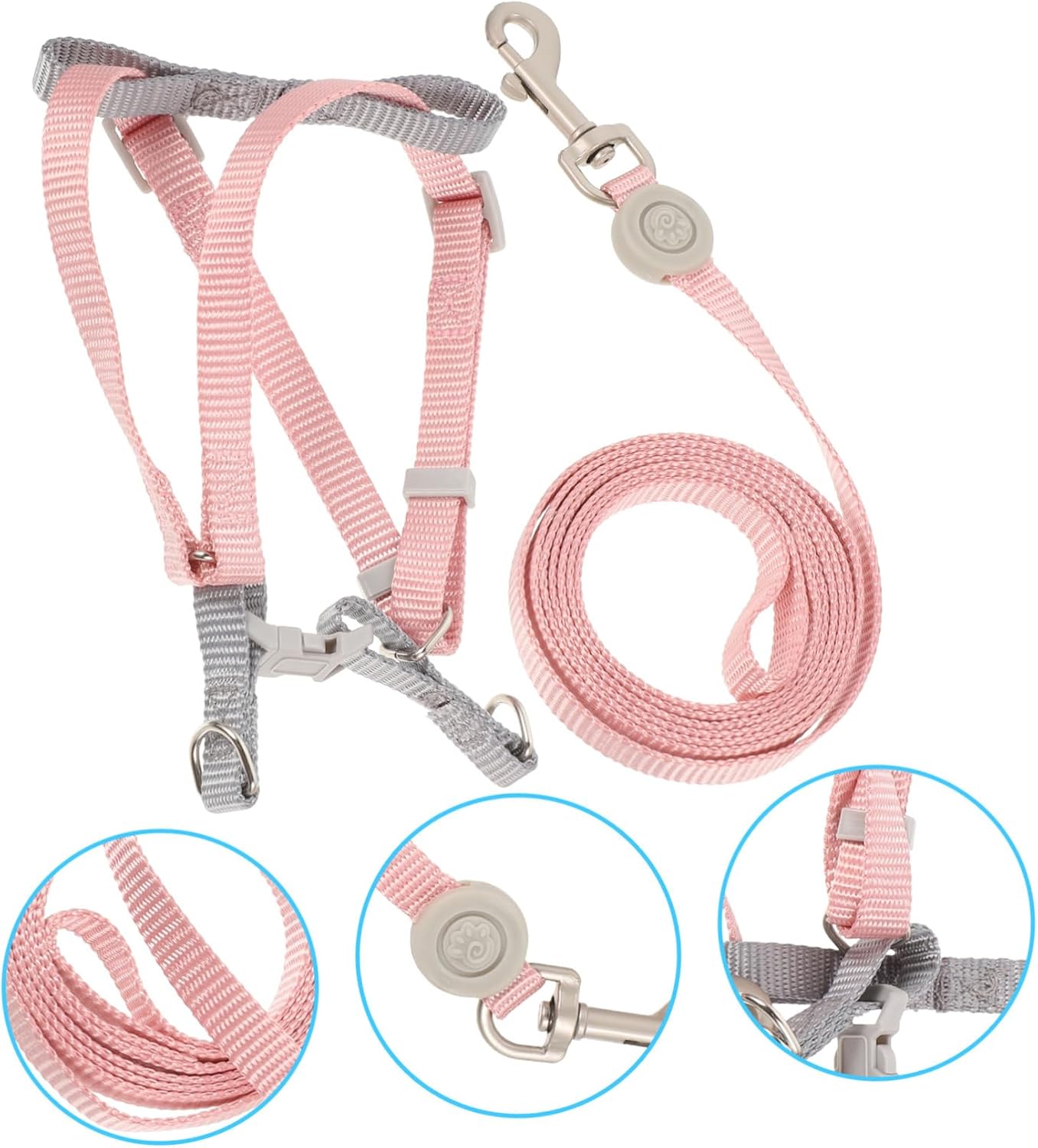 ORFOFE Fashionable Cat Harness Set Soft Nylon Adjustable for Cats Leash and Harness Kit