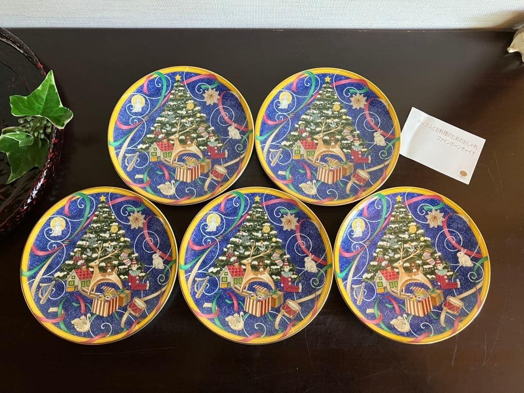 NIKKO ニッコー 中皿 ケーキ皿 5枚 クリスマス パーティープレート