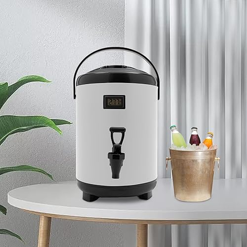 Miniatura 10 de Hot Beverage Dispenser, Stainless Steel Insulated Beverage Dispenser Cold and Hot Drink dispenser with Thermometer2.11-Gallons 8 Liters Water