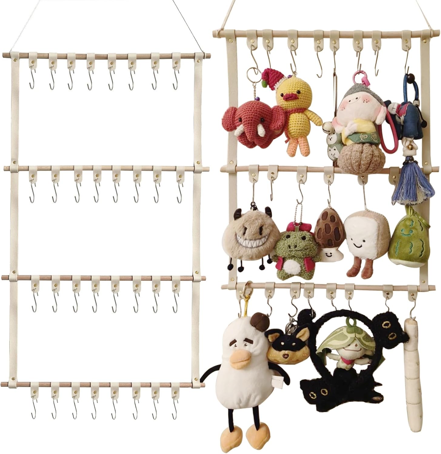 Hanging Display Storage Shelves Detachable Doll Organizers for Storage Plush Doll Collectors Gifts, Hanging Over the Door Organizer for Bedroom Home (2Pcs Pink)