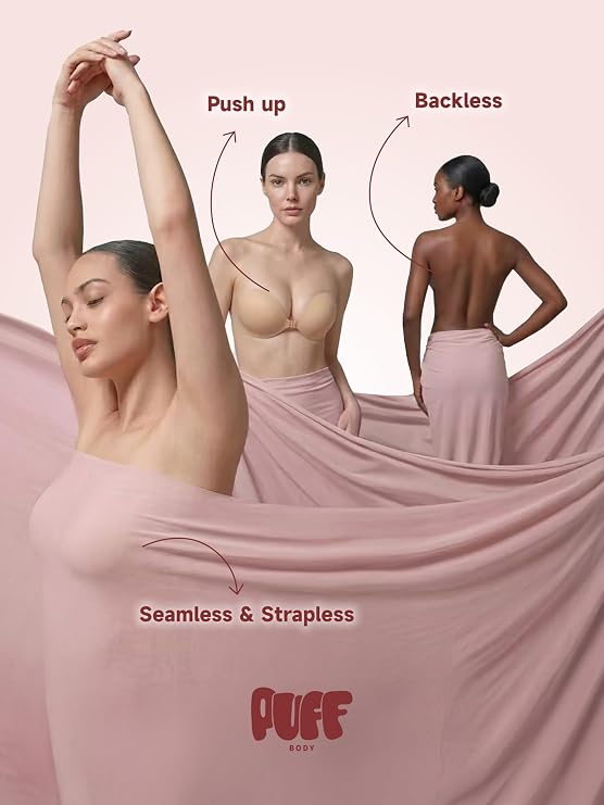 Invisible Strapless Sticky Bra Push up, Adhesive Bra