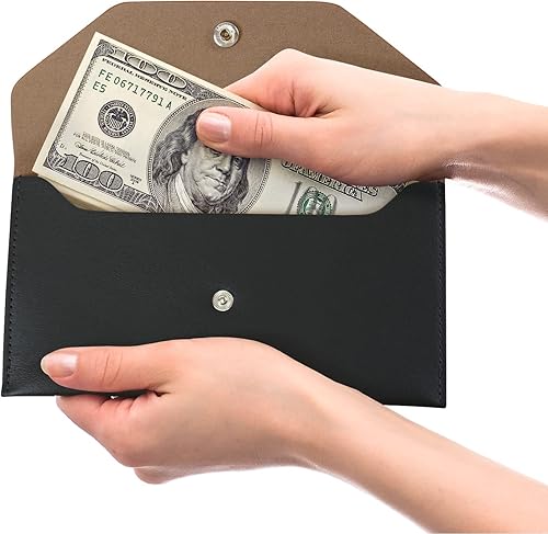 Miniatura 8 de Carrotez 1EA Carpeta presupuestaria, sobre para efectivo de piel sintética organizador de dinero para efectivo reutilizable, sin letras, de 6.8 x