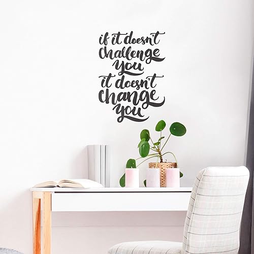 Miniatura 2 de Calcomanía de vinilo para pared, con texto en inglés If It Doesn't Challenge You It Doesn't Change You, 30 x 22 pulgadas, decoración motivacional