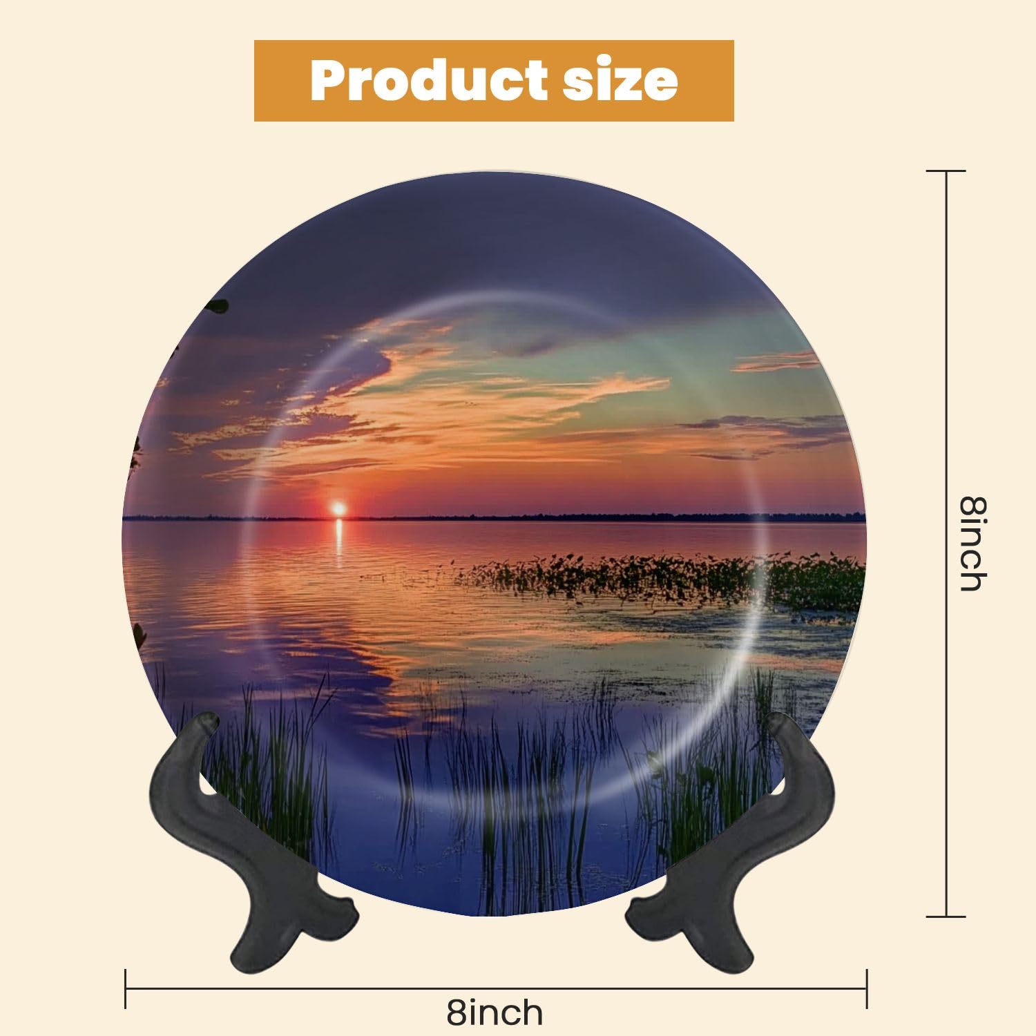 Decorative Plates for Display Beautiful Lake Apopka Park Orlando Vibrant Sunrise Central Florida Gift Plates Ceramic Collections Plates Hanging Artwork for Living Dining Room Kitchen Souvenir