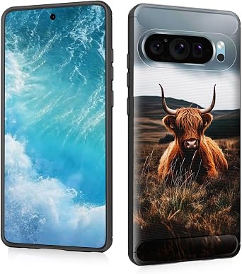 for Pixel 6 Pro Case,Fashion Shock-Absorption Flexible TPU Bumper Soft Rubber Protective Phone Case Cove for Google Pixel 6 Pro 6.7" 2021,Cute Wild Cow and Grass