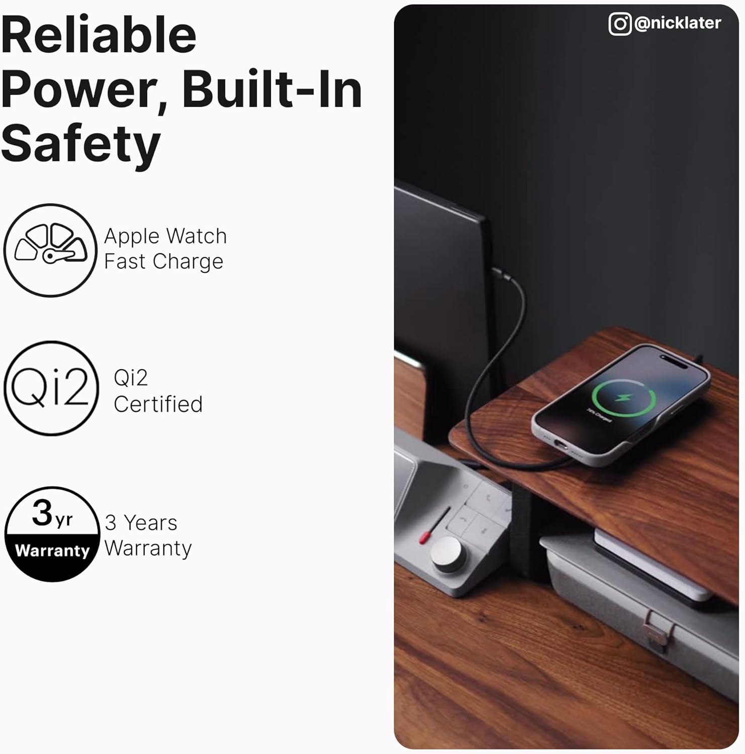 Zens 2-in-1 MagSafe Qi2 Charger | iPhone 15W Wireless + Apple Watch Fast Charge | MFi Certified | USB-C | iPhone 17/16/15/14/13/12 | Compact Travel