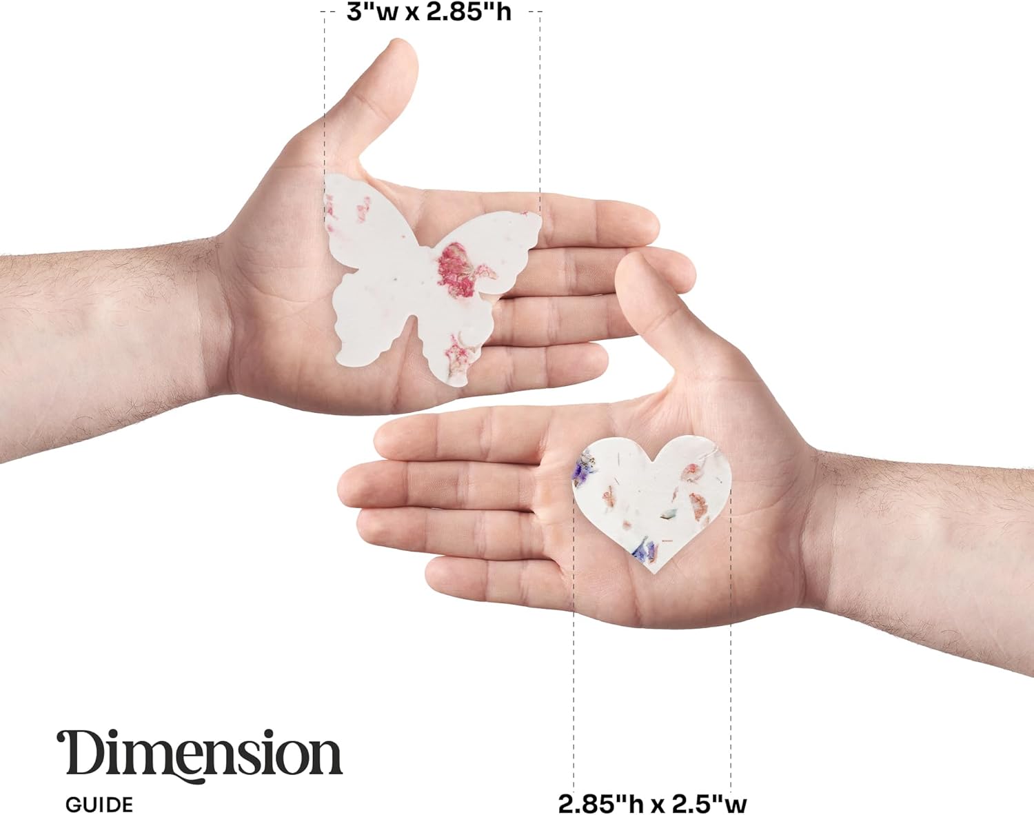 48pcs Plantable Seed Paper (24 Mixed Heart & 24 Pink Butterfly) and 50-Set Planting Guide with Glassine Envelopes