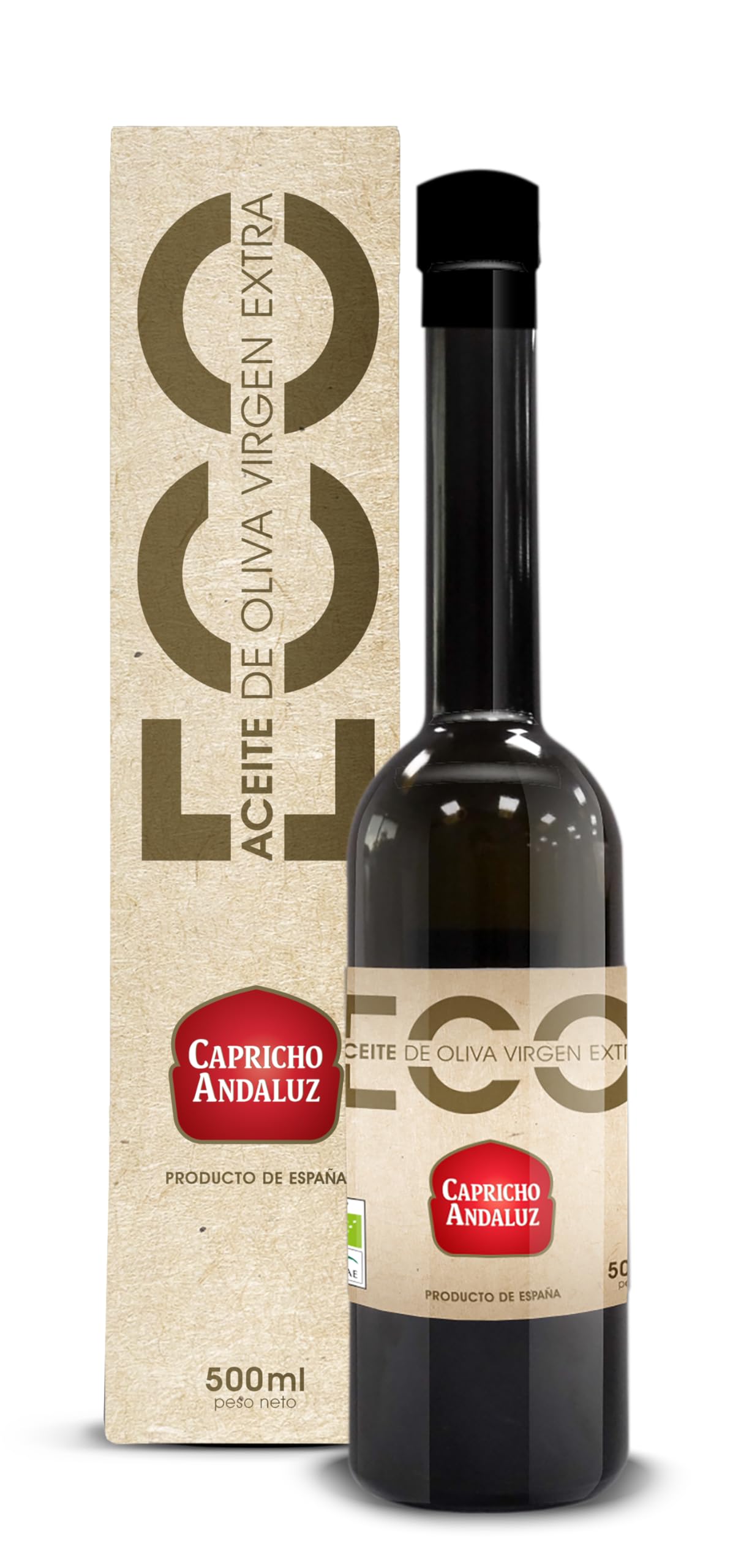Capricho Andaluz - Aceite de Oliva Virgen Extra Estuche Eco Gourmet de 500 ml, Aporta un Sabor Único a tus Platos con un Formato Exclusivo para Regalar