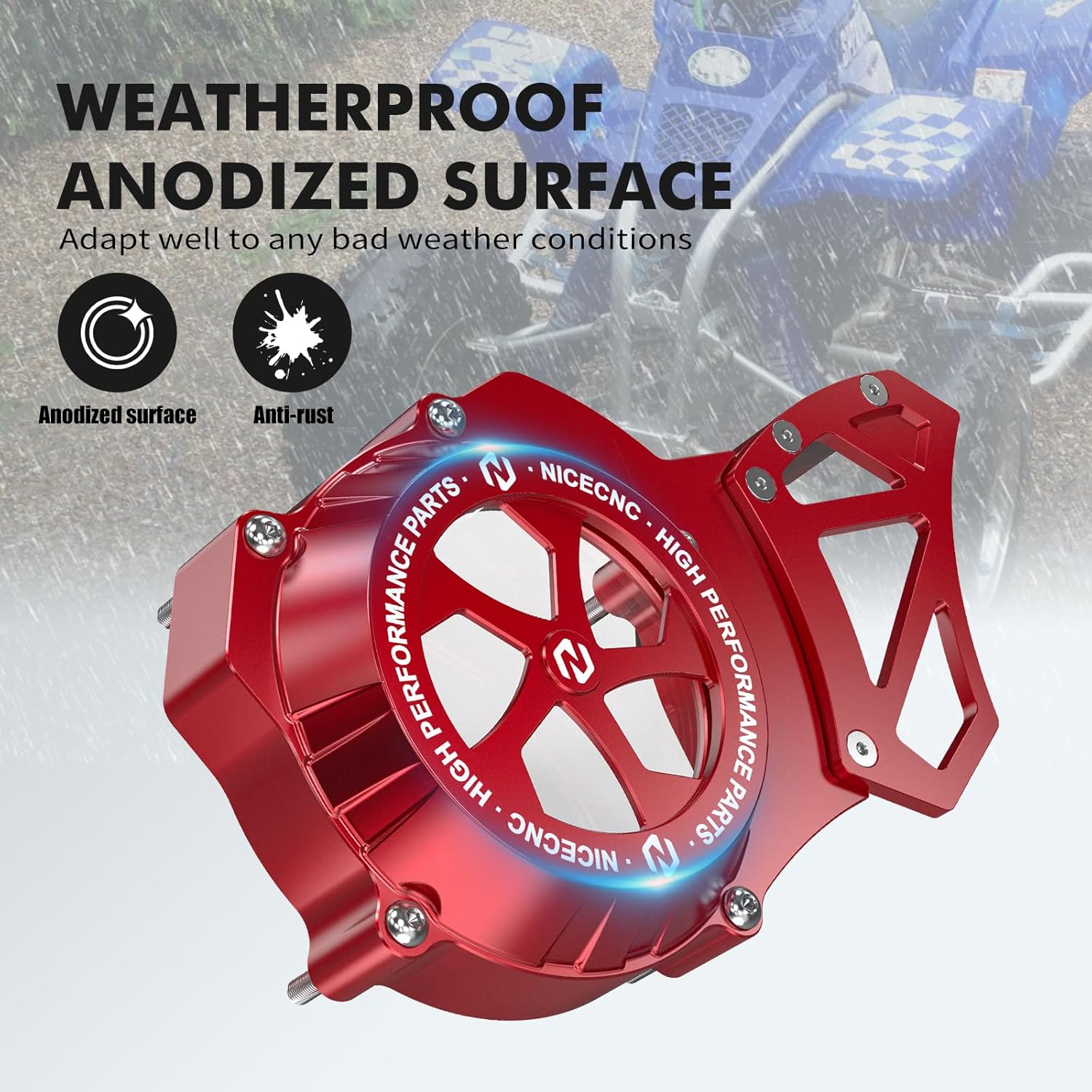 NICECNC Sprocket Protector Engine Crankcase Guard Compatible with Yamaha Blaster 200 YFS200 1988-2006, Replacement for 2XJ-15411-00-00 Red