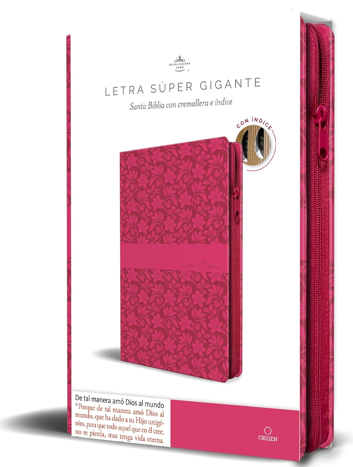 Biblia Reina Valera Revisada 1960 letra súper gigante, símil piel fucsia rosada, cremallera e índice / Spanish Bible RVR 1960 Super Giant Print, Fuchsia Pink (Spanish Edition)      Paperback – March 3, 2026