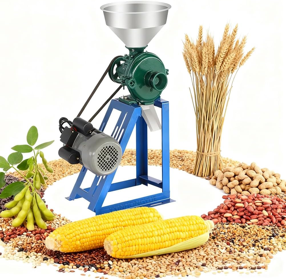 Wet And Dry Use Heavy Duty Corn Grinder, 1500W 75 Kg/H High-Speed Grain Soybean Grinder Machine with Large Hopper for Household, Small Business​