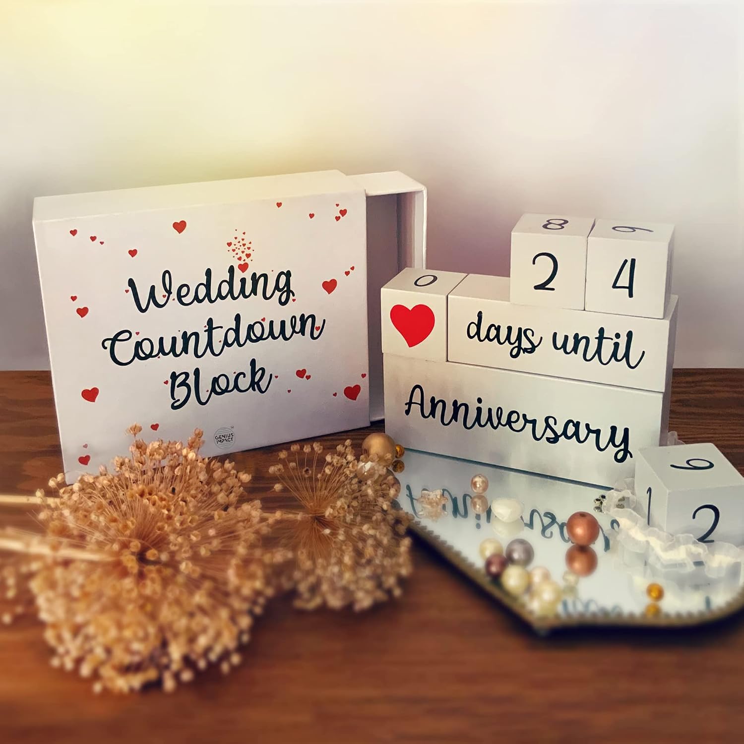 Wedding Countdown Block Set - Engagement Gift - Bride To Be Gifts For Her - Engagement Gifts For Couples - Engagement Gifts For Her - Gifts For Newly Engaged Friend - Engagement Present For Women - Days Until Wedding Blocks