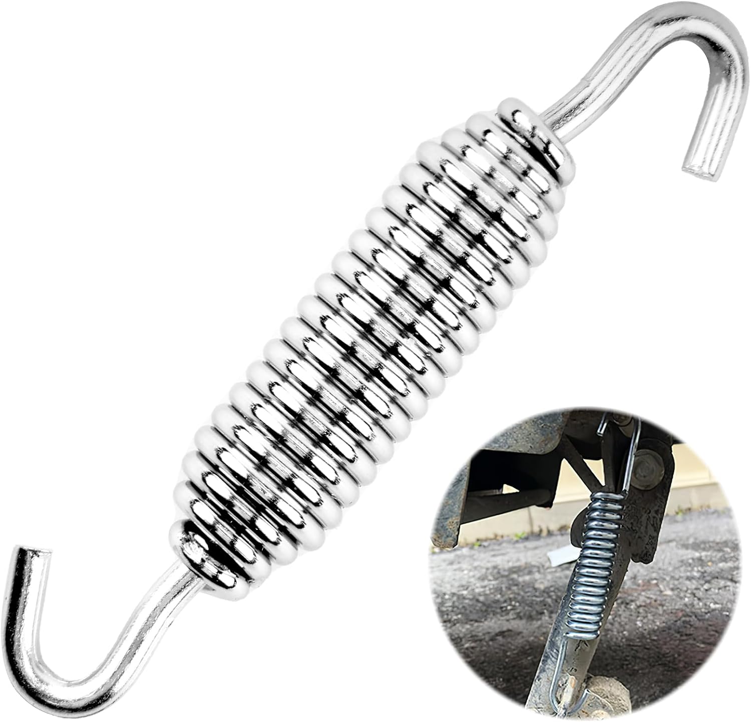 Jiffy Stand Spring, OEM 49725-07 Replacement, High-Carbon Steel Motorcycle Kickstand Spring Compatible with Road Glide, Street Glide, Electra Glide (Silver)