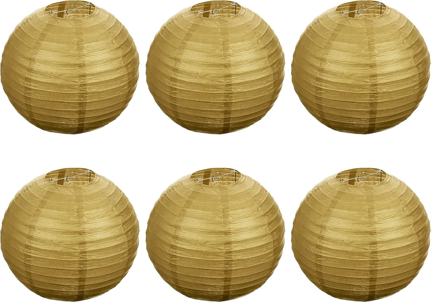 PATIKIL 12 Inch Paper Lanterns, 6 Pack Round Folding Hanging Lamp Shade for Wedding Home Party Festival Celebration, Gold