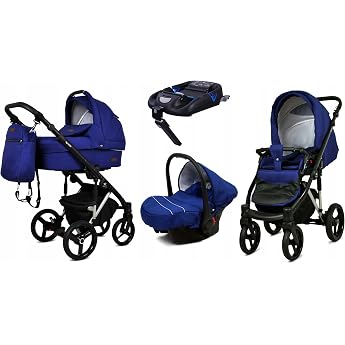 BabyLux  UZO 4-in-1 Pushchair Set Including Baby Carrycot Buggy Sports Seat Car Baby Seat ISOFIX Base Station Car Seat Pram Set Combination Pram with Changing Bag etc.