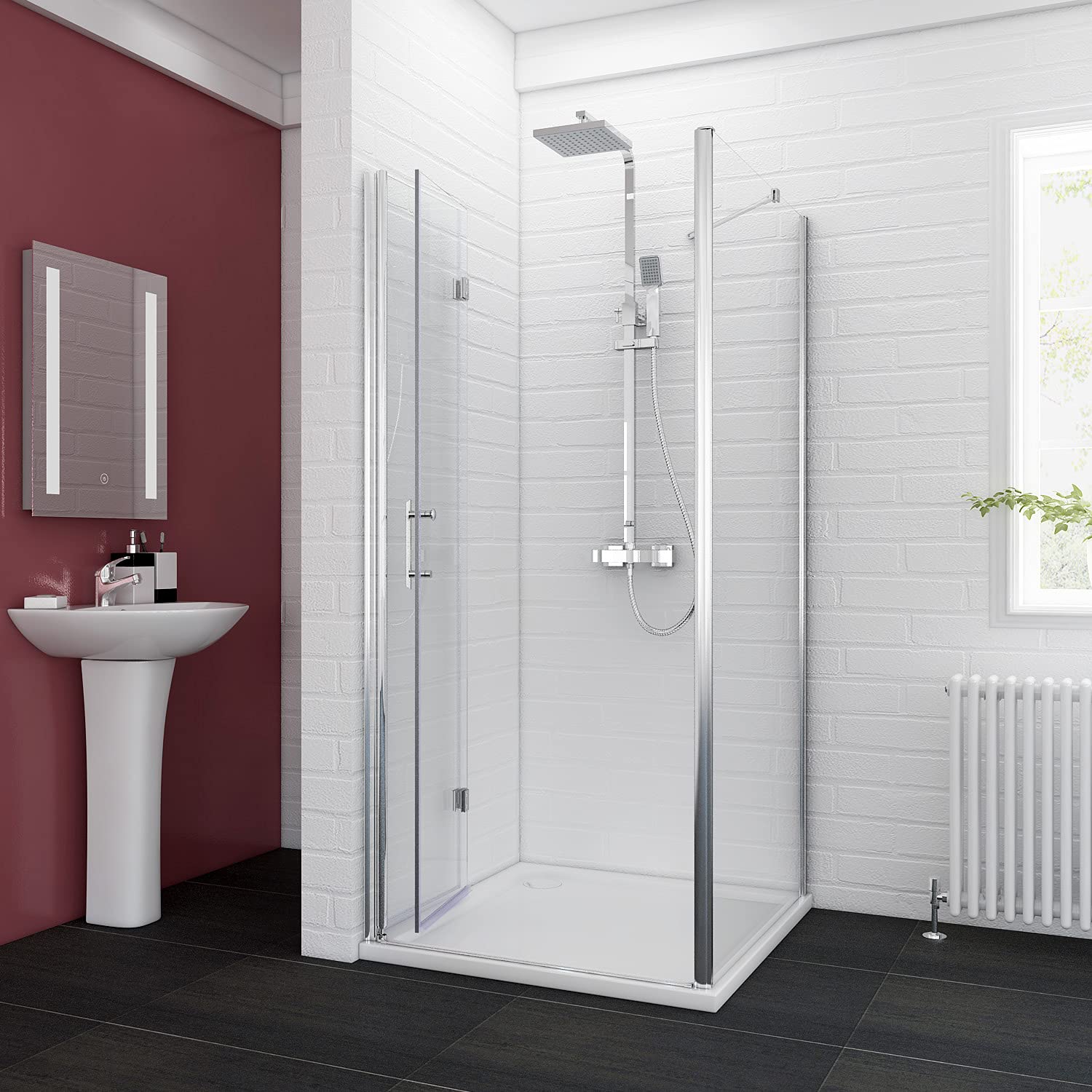 ELEGANT 700mm Bifold Shower Door Frameless Shower Enclosure Reversible Bathroom Glass Folding