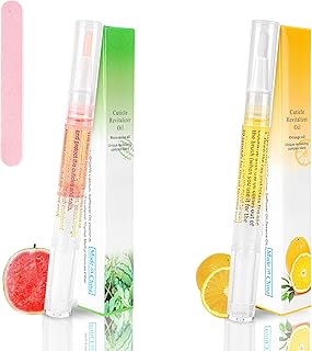 2PCS Cuticle Oil Pen for Nails - Nail Care with Cuticle Oil, Prevents Dry Cracking and Hangnails, Deep Nourishment (Orange & Watermelon Flavor)