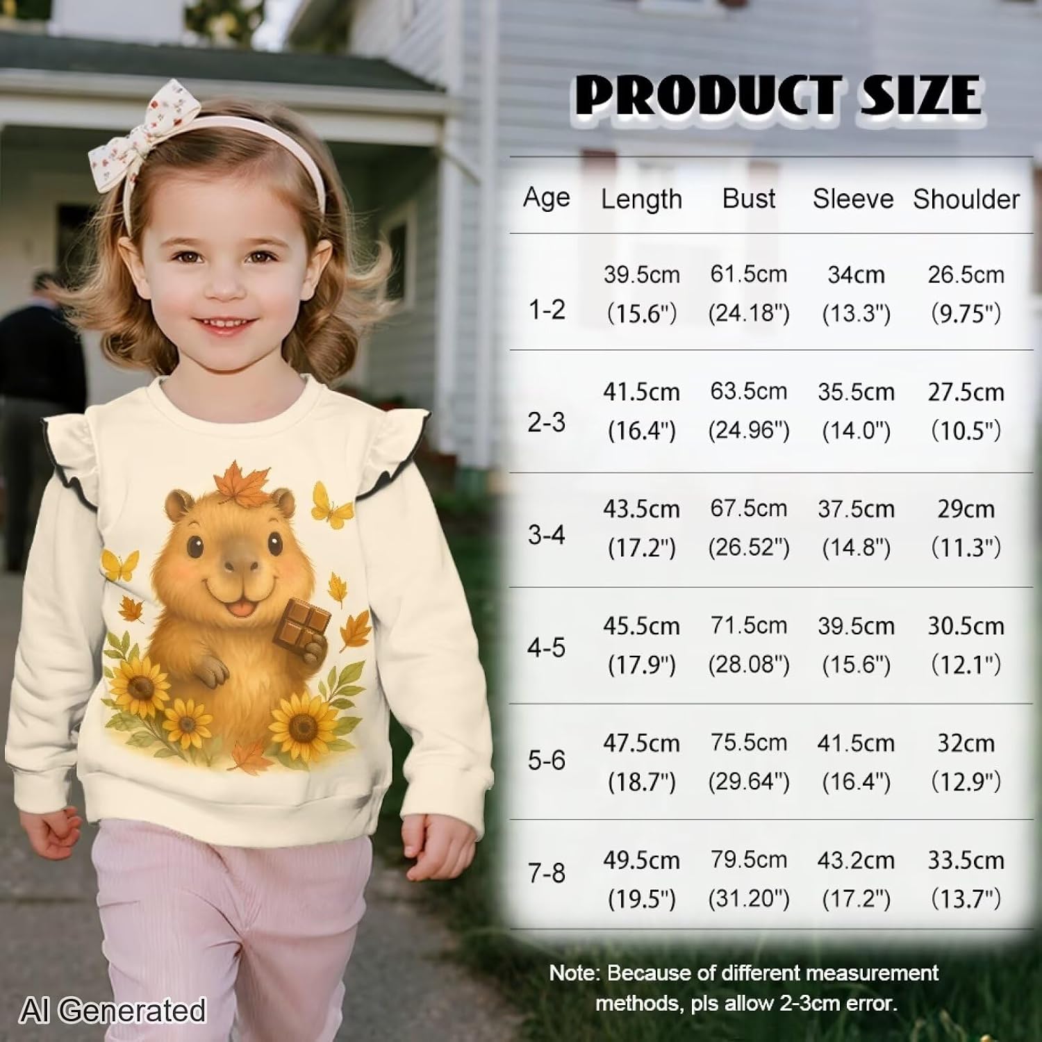 Kids Crewneck Pullover Long Sleeve Ruffle Casual Pullover Top T-Shirt Toddler Girl School Outdoor Sports Sweatshirt