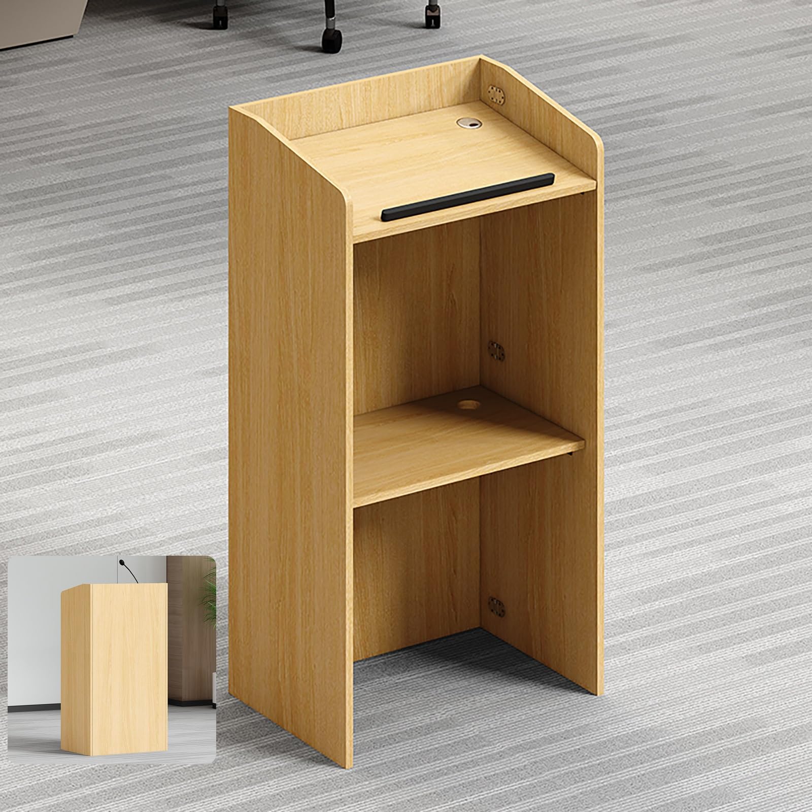 Générique Pupitre Portable avec Rangement et Plateau inclinable - Idéal pour Les salles de Classe, Les églises et Les Concerts - Finition Bois d'origine pour Les Discours et l'enseignement