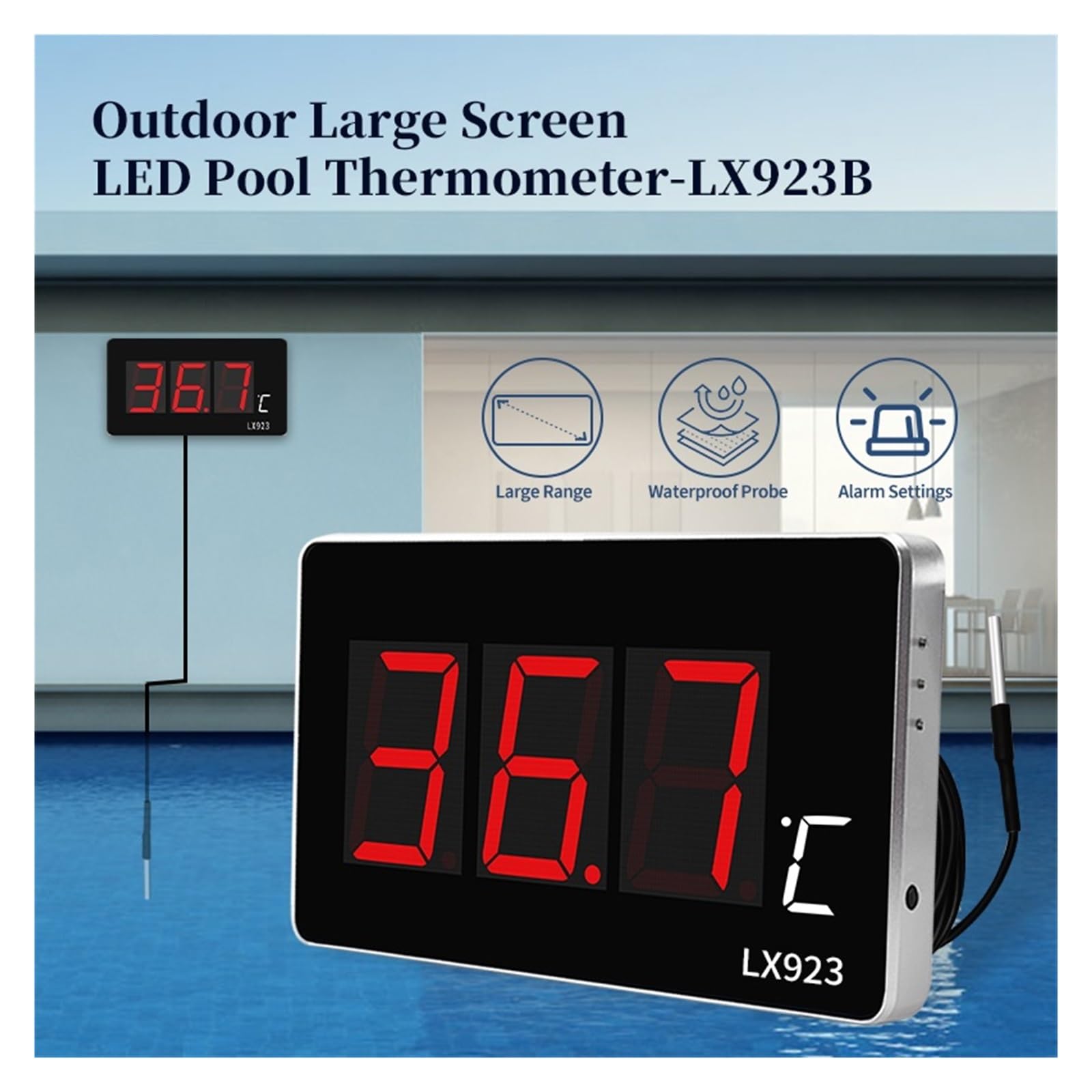 Termómetro For Acuario con Pantalla LED Y Sonda Impermeable, Ideal For Medir La Temperatura De Acuarios, Peceras Piscinas Al Aire Libre