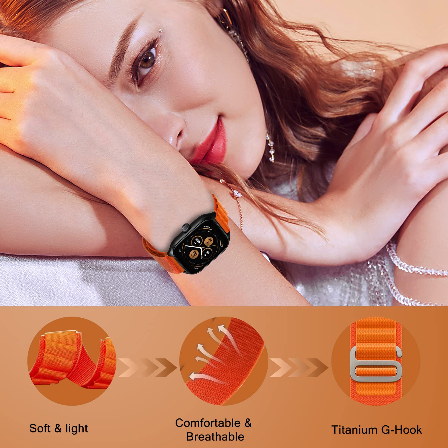 KeeFos Alpine Loop Armband Für Amazfit Smartwatches – Nylon, Verstellbar, G-Haken, 20 Mm, Schwarz