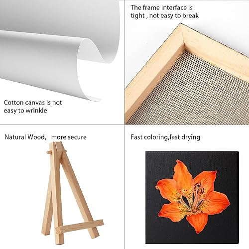 Miniatura 3 de Juego de mini lienzos negros con caballete, paquete de 18, 3 x 3 pulgadas, mini lienzo negro y 18 mini caballetes de 5 pulgadas, lienzo pequeño