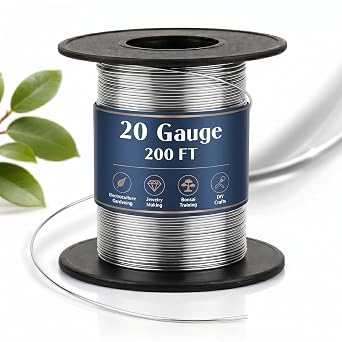 Therwen 200ft 20 Gauge Stainless Steel Wire for Gardening, Electroculture, Bonsai, Jewelry Making Beading DIY Craft Pure Bare Stainless Steel Wire Spool