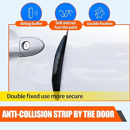 Miniatura 4 de Slykew 4 protectores de borde de puerta de automóvil, 2 tiras anticolisión de 3.14 x 0.82 pulgadas, 2 tiras de borde de puerta de 5.78 x 0.82