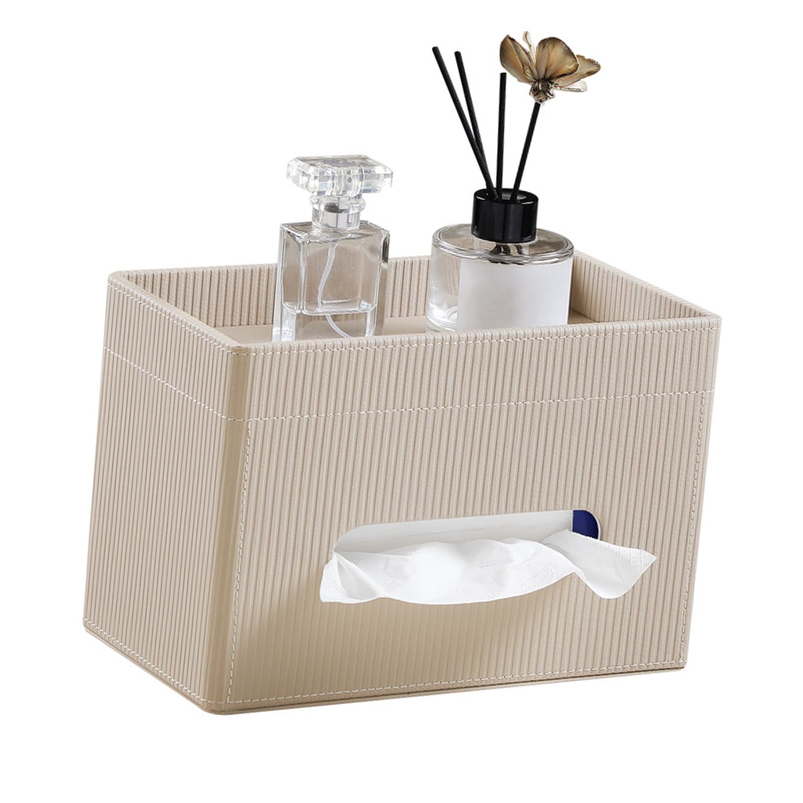 Qusinfc Sophisticated Rectangular PU Leather Tissue Holder with Spacious Capacity for Household and Commercial Use Rectangular Tissue Holder