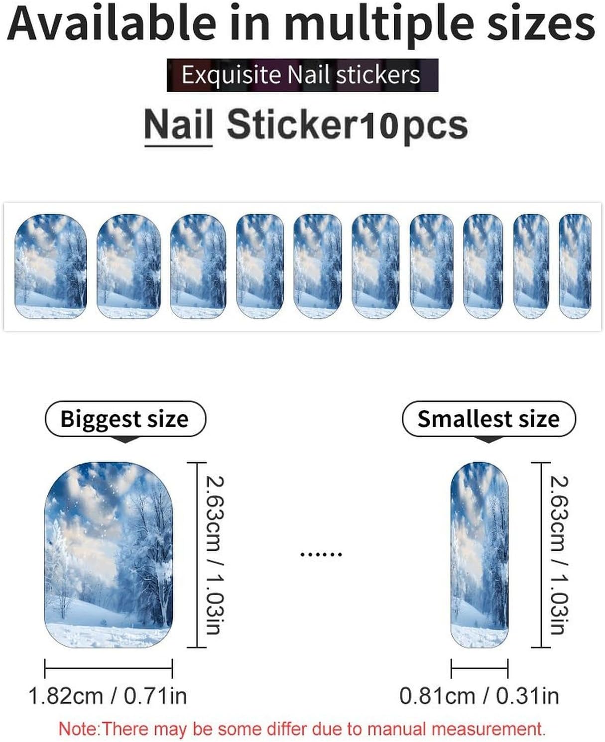 Winter BackgroundSummer Nail Stickers Nail Strips | Nail Art Stickers of 10 sets with decorate fingernails,toenails,artificial nails Full Cover Easy On-Off Non-Damaging