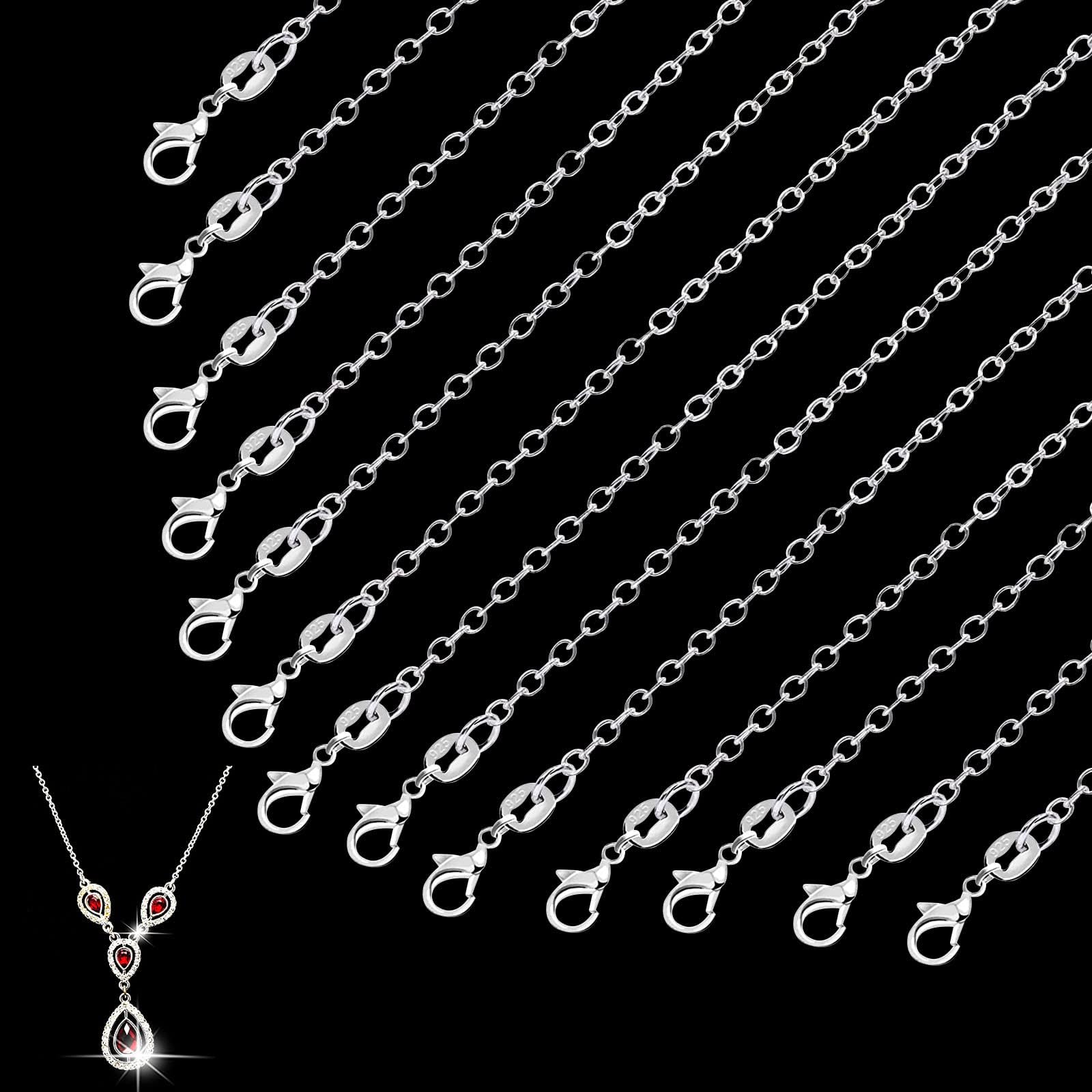 Devenirriche 925 Silver Plated Chains, 26 Pack Necklace Chains DIY Chains Bulk Link Necklace 925 Silver Plated Necklace with Lobster Clasps for Jewellery Making (18Inches 1.5mm)