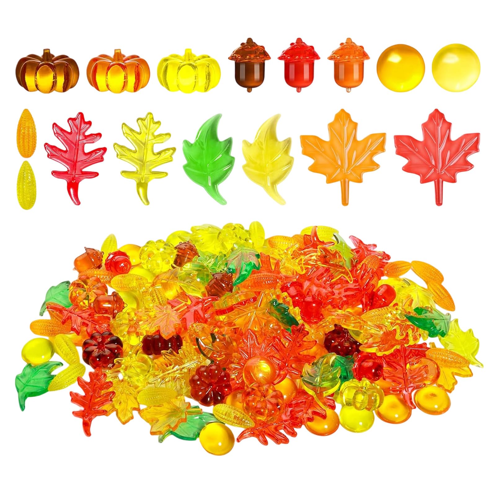 Msioytog 100Pcs Autumn Harvest Acrylic Filler Shatterproof Table Scatter for Thanksgiving Party Centerpieces and Holiday Display Fall Thanksgiving Party Decor for Vase