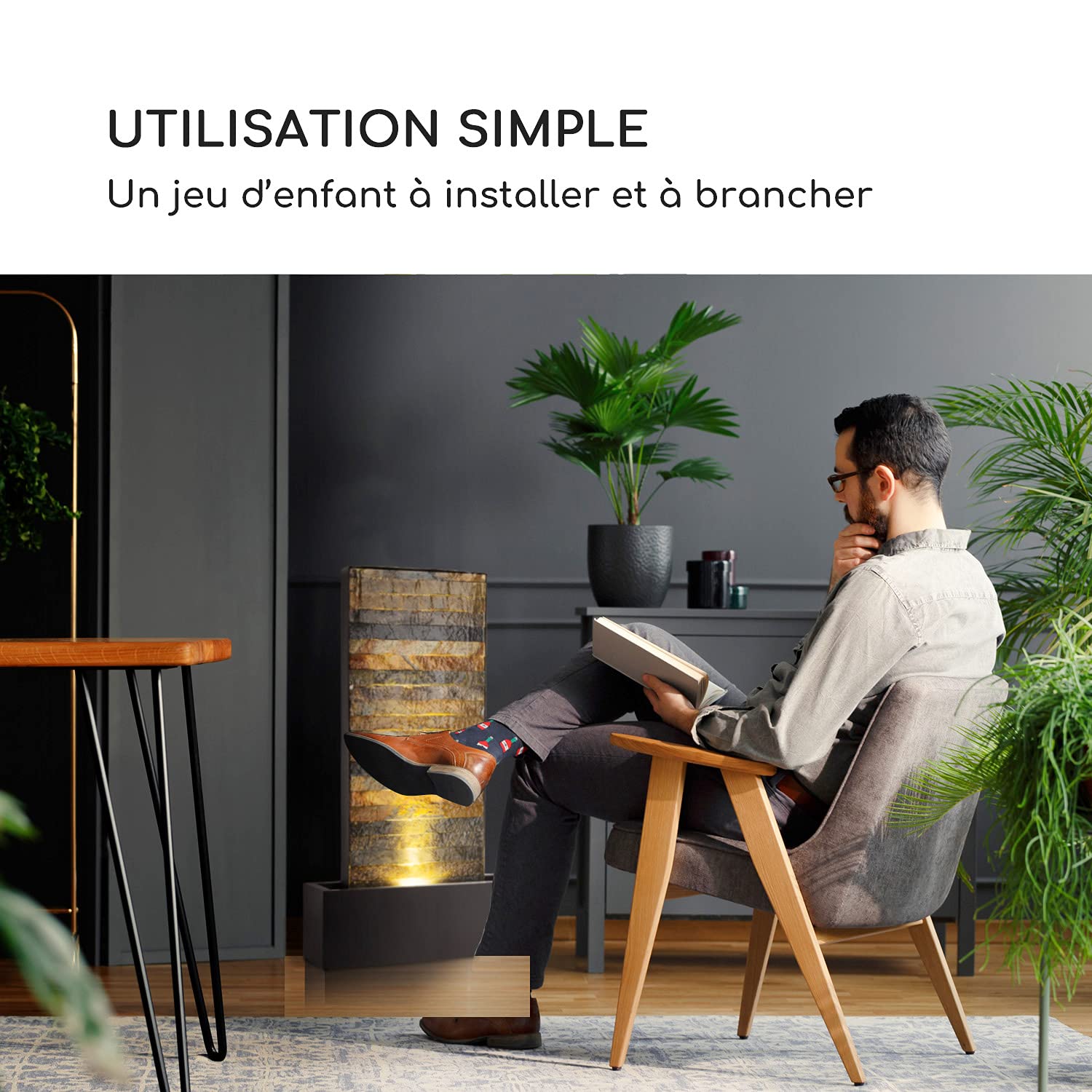 blumfeldt Raincastle - Fontaine de Jardin, intérieur/extérieur, Circulation d'eau Continue avec Loopflow Concept, 12 LED, Pompe de 8W, Indice de Protection IPX8 - Aspect Briques…