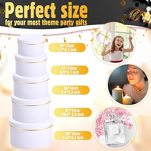 Miniatura 5 de Harloon 5 cajas de regalo redondas grandes con tapas, caja de flores, caja redonda de cartón, cajas florales para arreglos, cajas de regalo de